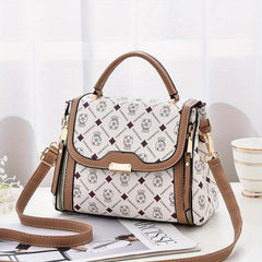 Contrast Crossbody Bag Top Handle Square Purse