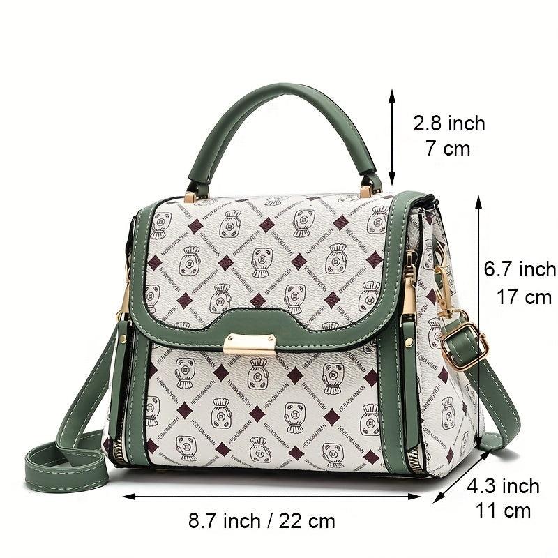 Contrast Crossbody Bag Top Handle Square Purse