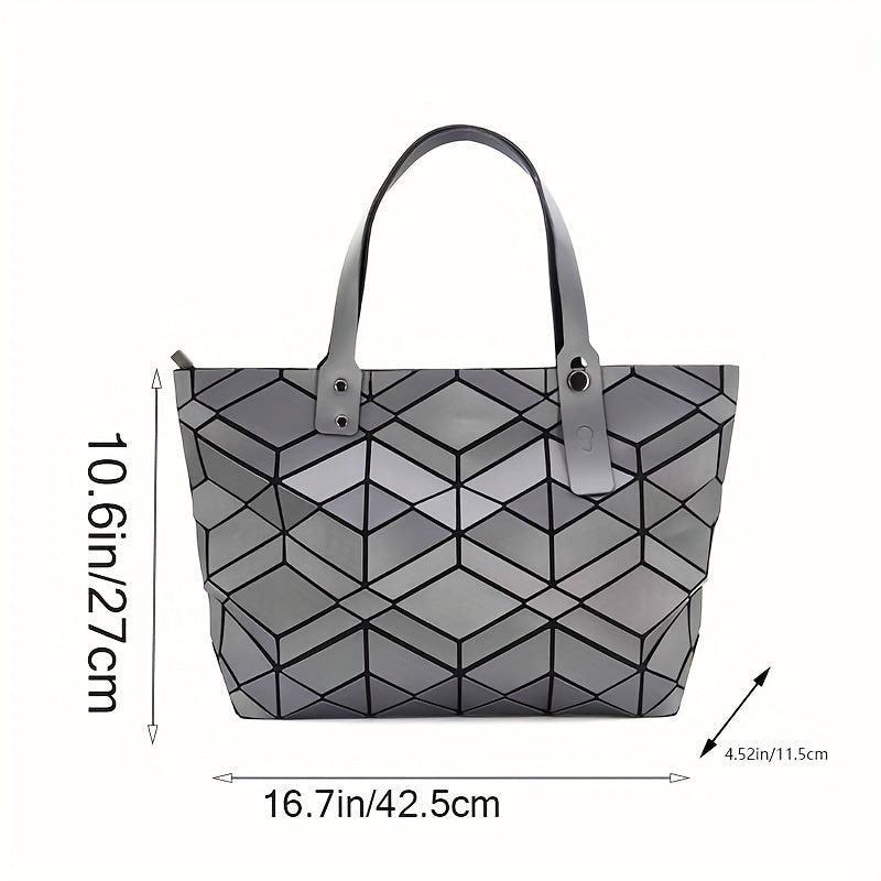 Foldable Geometric Tote Bag Large Capacity Argyle Handbag