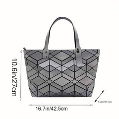 Foldable Geometric Tote Bag Large Capacity Argyle Handbag
