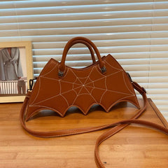 Gothic Bat Shoulder Bag Cobweb Pattern Satchel Bag