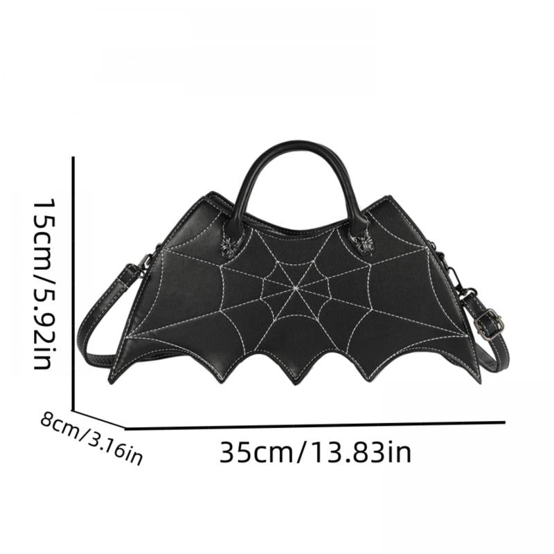 Gothic Bat Shoulder Bag Cobweb Pattern Satchel Bag