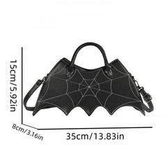 Gothic Bat Shoulder Bag Cobweb Pattern Satchel Bag