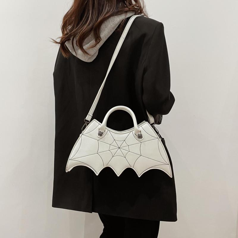 Gothic Bat Shoulder Bag Cobweb Pattern Satchel Bag