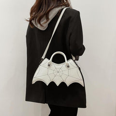 Gothic Bat Shoulder Bag Cobweb Pattern Satchel Bag