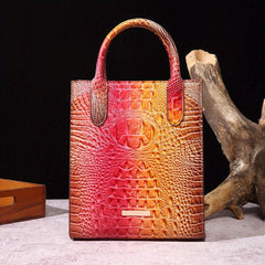 Vintage Crocodile Pattern Tote Bag PU Satchel Bag Women's Classic Handbag