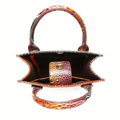 Vintage Crocodile Pattern Tote Bag PU Satchel Bag Women's Classic Handbag