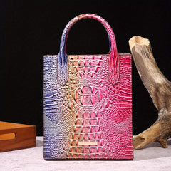 Vintage Crocodile Pattern Tote Bag PU Satchel Bag Women's Classic Handbag