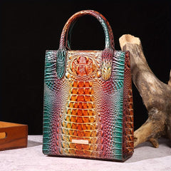 Vintage Crocodile Pattern Tote Bag PU Satchel Bag Women's Classic Handbag