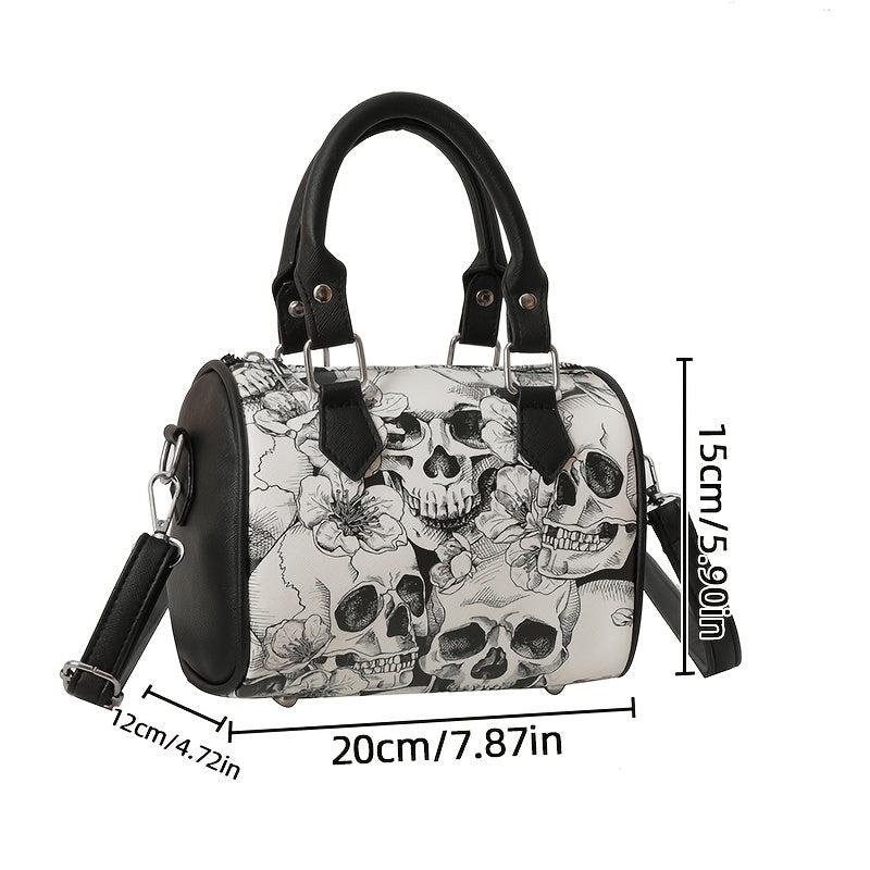 Gothic Skull Print Boston Bag Crossbody Handbag