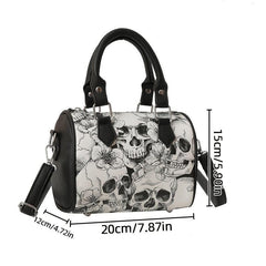 Gothic Skull Print Boston Bag Crossbody Handbag