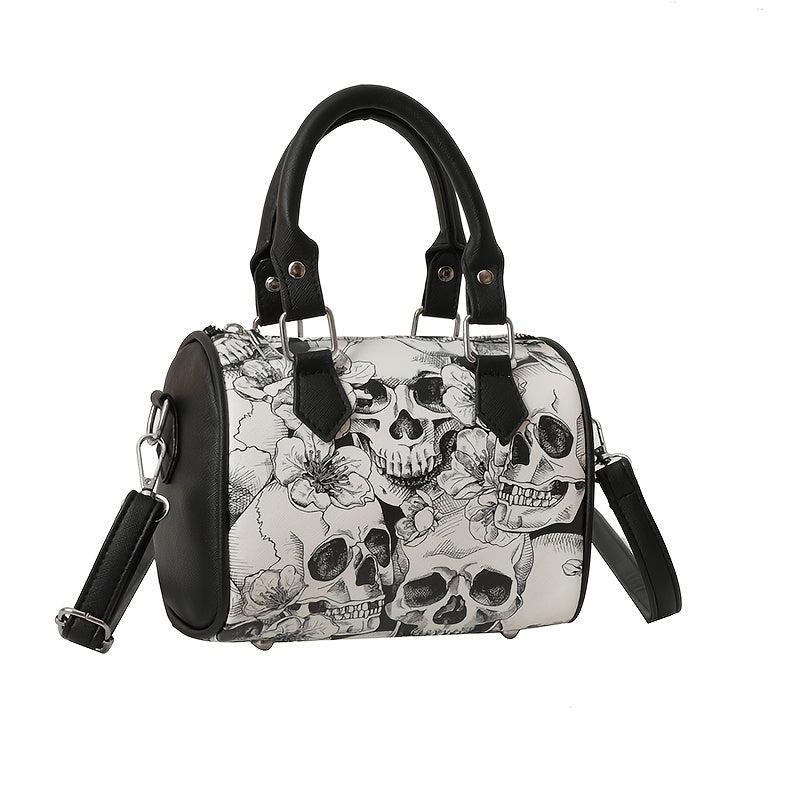 Gothic Skull Print Boston Bag Crossbody Handbag