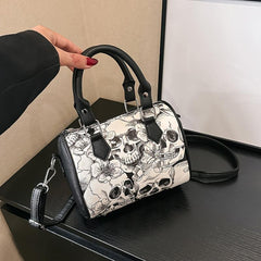 Gothic Skull Print Boston Bag Crossbody Handbag