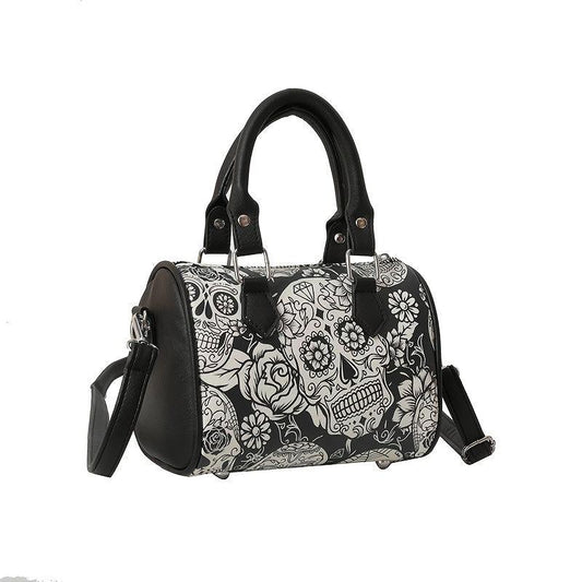 Gothic Skull Print Boston Bag Crossbody Handbag
