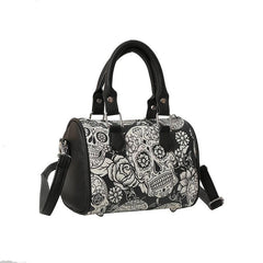 Gothic Skull Print Boston Bag Crossbody Handbag