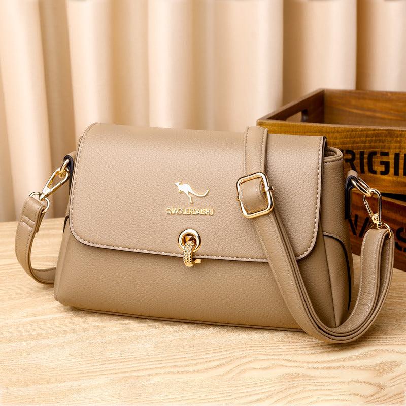 Women's Crossbody Bag Buckle Decor Flap Purse Faux Leather Shoulder Bag