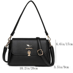 Women's Crossbody Bag Buckle Decor Flap Purse Faux Leather Shoulder Bag