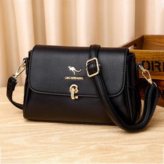 Women's Crossbody Bag Buckle Decor Flap Purse Faux Leather Shoulder Bag
