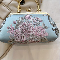 Vintage Floral Embroidered Frame Bag Evening Clutch Purse Handbag