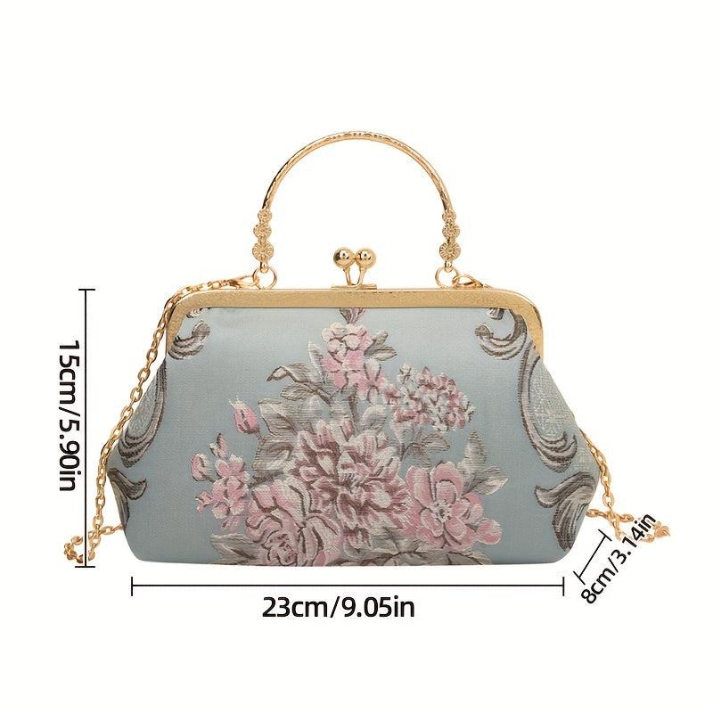 Vintage Floral Embroidered Frame Bag Evening Clutch Purse Handbag