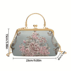 Vintage Floral Embroidered Frame Bag Evening Clutch Purse Handbag