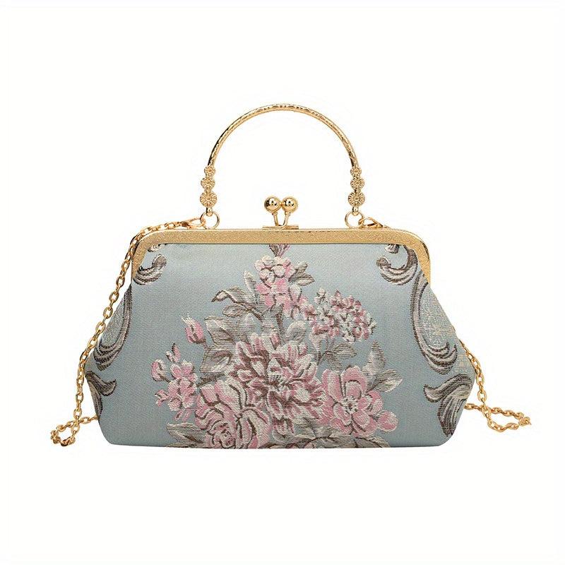 Vintage Floral Embroidered Frame Bag Evening Clutch Purse Handbag