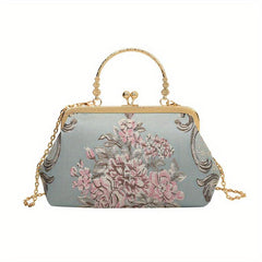 Vintage Floral Embroidered Frame Bag Evening Clutch Purse Handbag