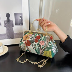 Vintage Floral Embroidered Frame Bag Evening Clutch Purse Handbag