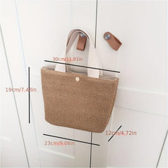 Straw Beach Handbag Magnet Weaving Portable Doble Handle Handbag
