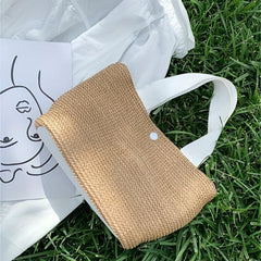 Straw Beach Handbag Magnet Weaving Portable Doble Handle Handbag