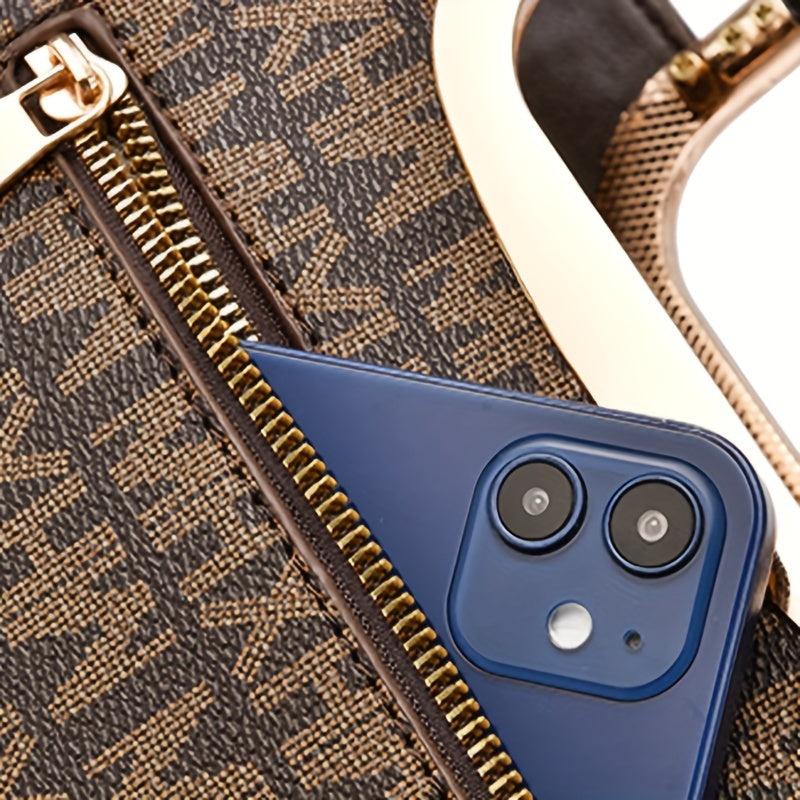 Classic Letter Pattern Handbag All Match Shoulder Bag Retro Satchel Work