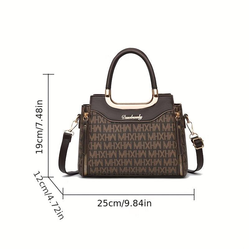Classic Letter Pattern Handbag All Match Shoulder Bag Retro Satchel Work