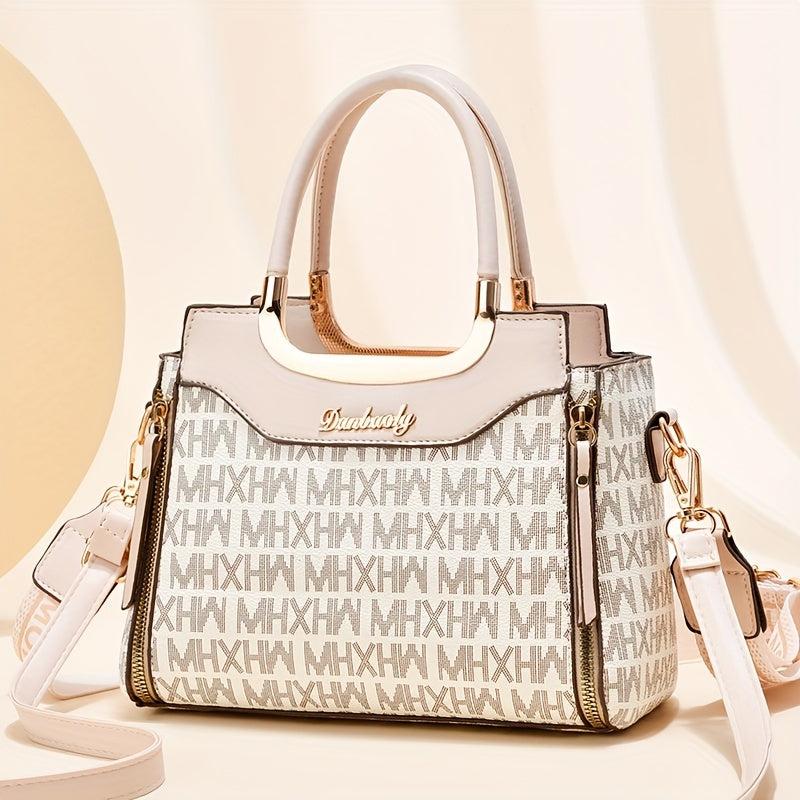 Classic Letter Pattern Handbag All Match Shoulder Bag Retro Satchel Work