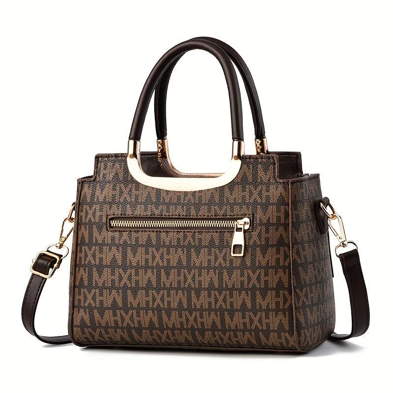 Classic Letter Pattern Handbag All Match Shoulder Bag Retro Satchel Work