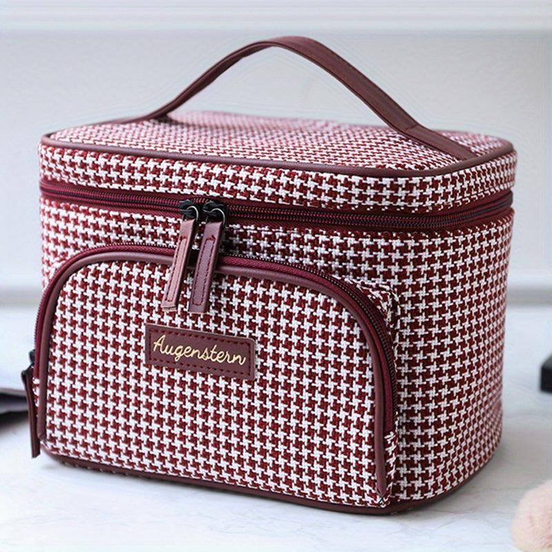 Houndstooth Pattern Cosmetic Bag Small Foldable Fabric Handbags