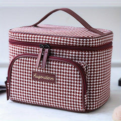 Houndstooth Pattern Cosmetic Bag Small Foldable Fabric Handbags