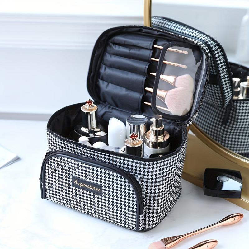Houndstooth Pattern Cosmetic Bag Small Foldable Fabric Handbags
