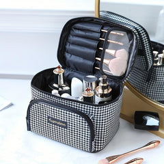 Houndstooth Pattern Cosmetic Bag Small Foldable Fabric Handbags