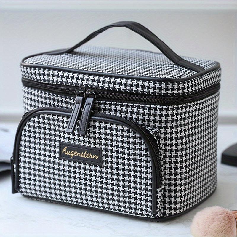 Houndstooth Pattern Cosmetic Bag Small Foldable Fabric Handbags
