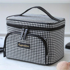 Houndstooth Pattern Cosmetic Bag Small Foldable Fabric Handbags