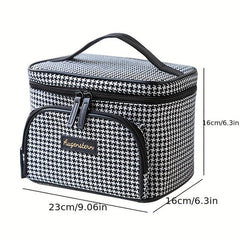 Houndstooth Pattern Cosmetic Bag Small Foldable Fabric Handbags