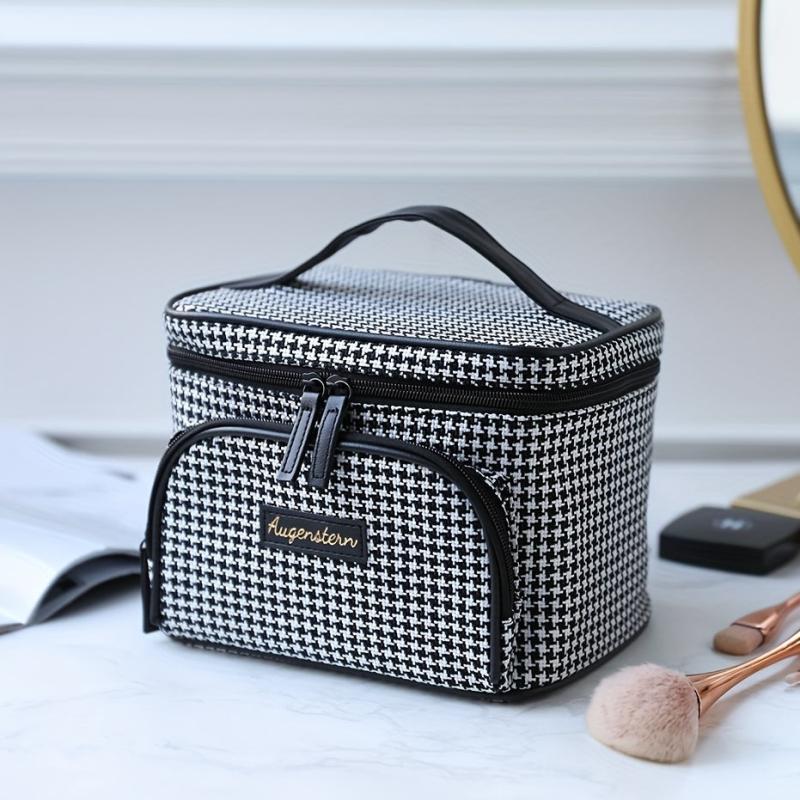 Houndstooth Pattern Cosmetic Bag Small Foldable Fabric Handbags