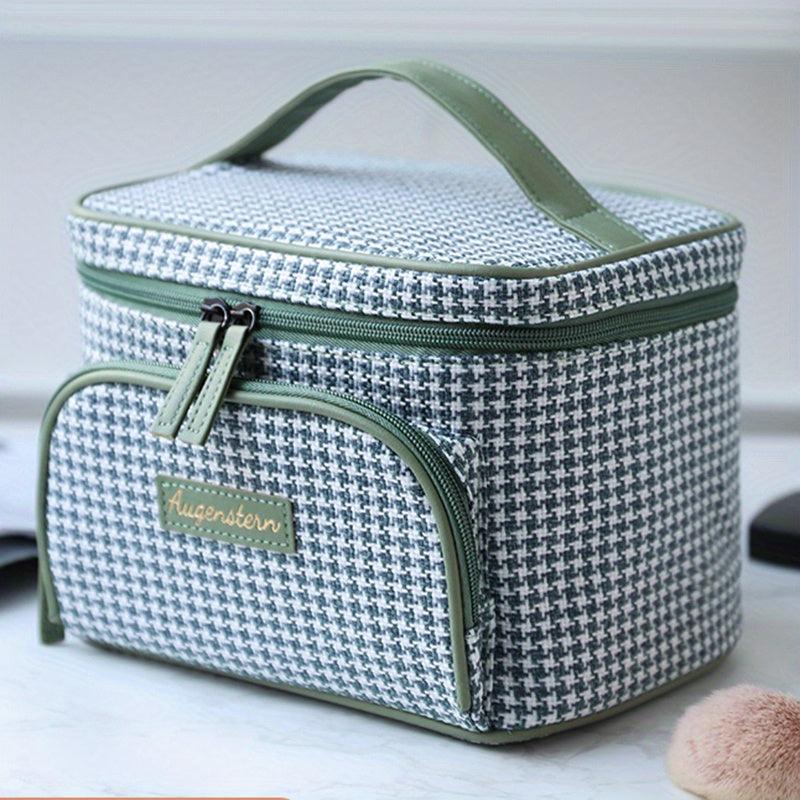 Houndstooth Pattern Cosmetic Bag Small Foldable Fabric Handbags