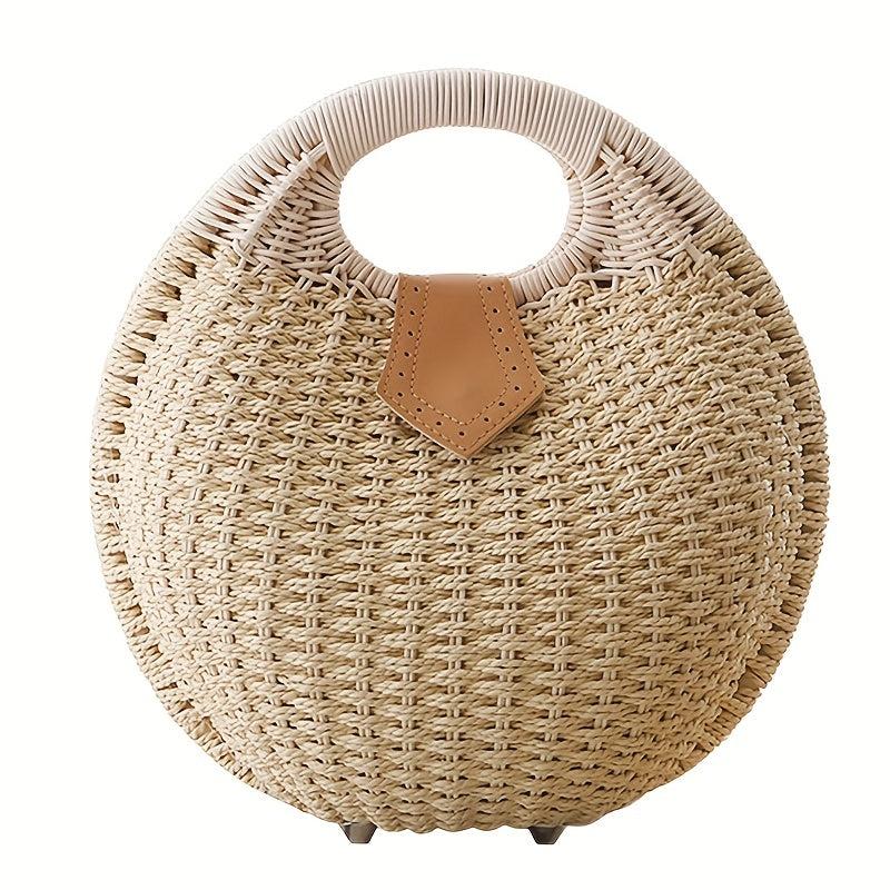 Minimalist Straw Satchel Bag Bohemian Travel Storage Handbag