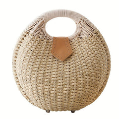 Minimalist Straw Satchel Bag Bohemian Travel Storage Handbag