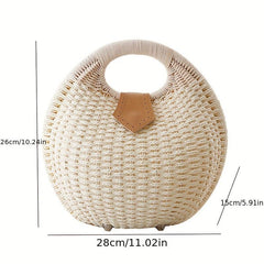 Minimalist Straw Satchel Bag Bohemian Travel Storage Handbag