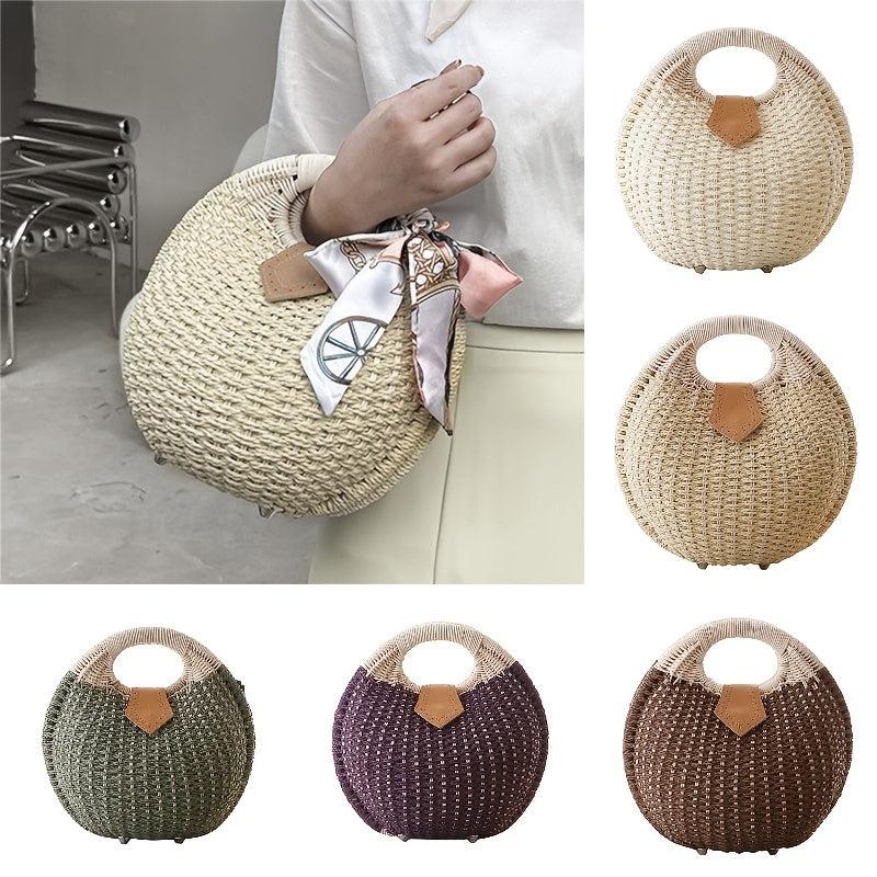 Minimalist Straw Satchel Bag Bohemian Travel Storage Handbag