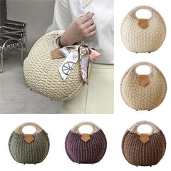 Minimalist Straw Satchel Bag Bohemian Travel Storage Handbag
