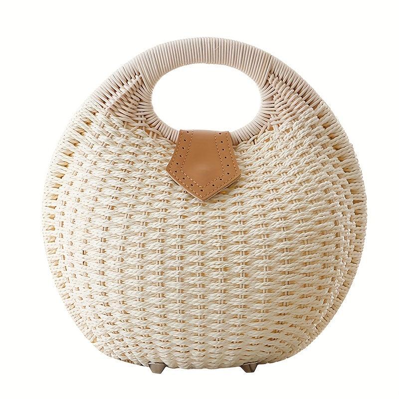 Minimalist Straw Satchel Bag Bohemian Travel Storage Handbag