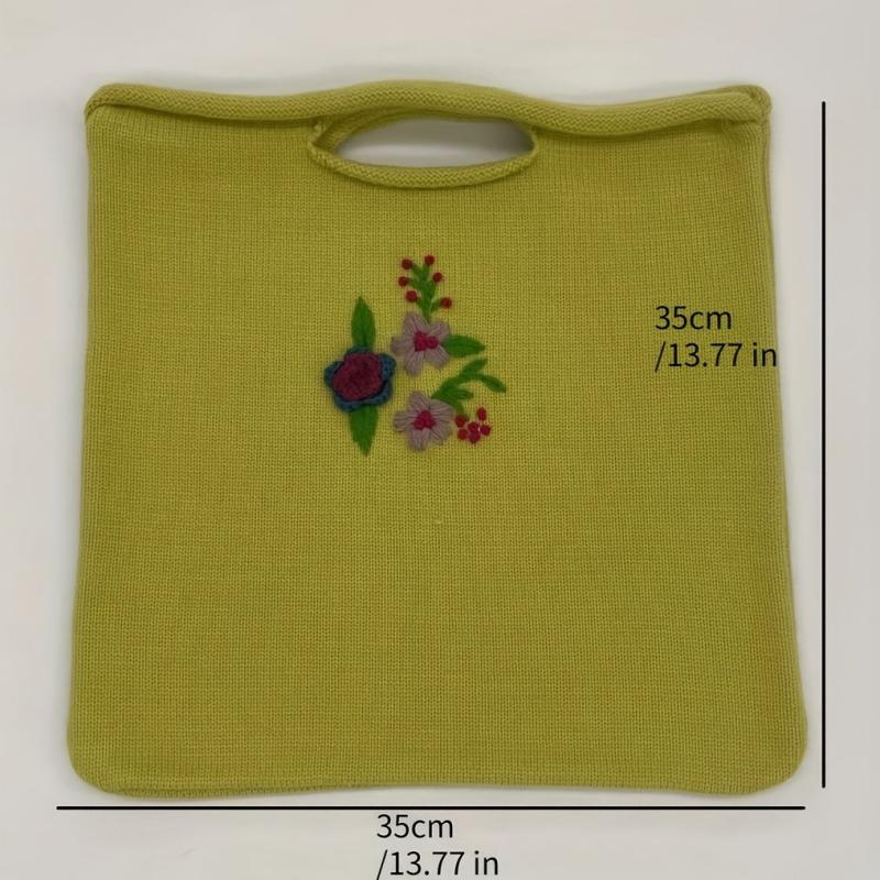 Vintage Embroidered Knitted Bag Large Capacity Hobo Bag